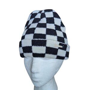 Steve Madden Beanie Black White Checkered Hat Cap 90's Y2K Ska Skater Unisex